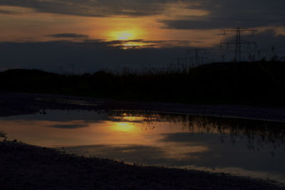 Reflection of clouds in lake during sunset