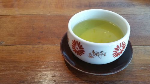 High angle view of tea on table