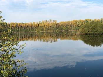 Scenic view of lake against sky