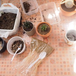 High angle view of food on table