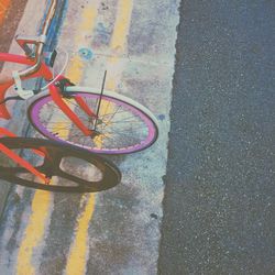 High angle view of bicycle on street