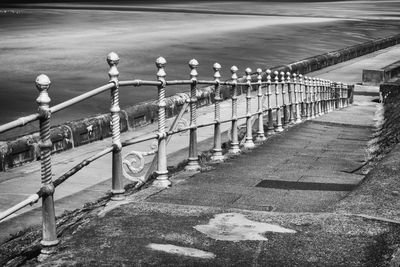 High angle view of street lights on footpath