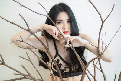 Portrait of young woman outdoors