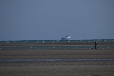 Scenic view of beach against clear sky