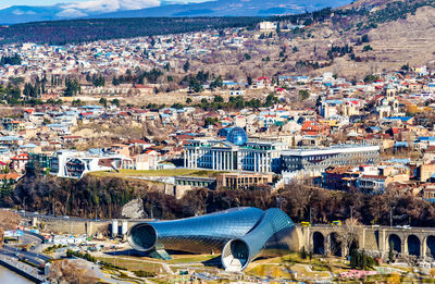 High angle view of buildings in city