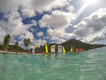 Scenic view of swimming pool against sky