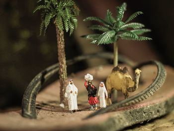 Close-up of christmas ornaments on tree