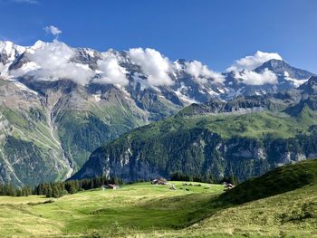 Panoramic view of landscape and mountains against sky