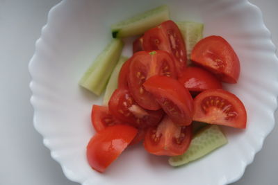 Close-up of chopped fruits in plate