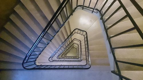 Directly above shot of spiral staircase in building