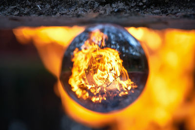 Close-up of burning fire