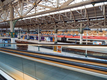 High speed train at railroad station platform