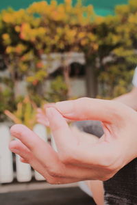 Cropped hands of person meditating