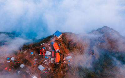 Aerial view of townscape against sky