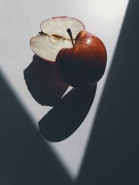 High angle view of apple on table