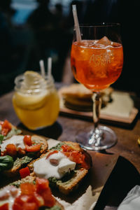 Close-up of pizza served on table