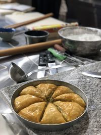 Close-up of food on table