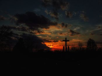 Scenic view of silhouette landscape against sky during sunset