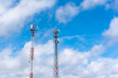 Telecommunication tower and sky blue wifi technology