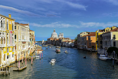 View of boats in old town venice, ponte dell'accademia