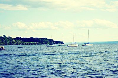 Boat sailing in sea