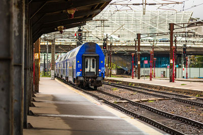 Train on railroad station