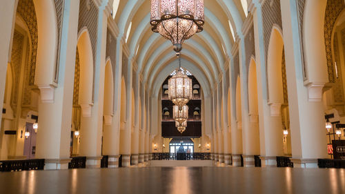 Interior of illuminated building