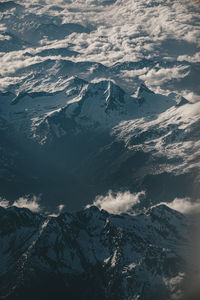 Aerial view of snowcapped mountains