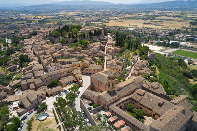 Aerial view of the medieval town of spello umbria