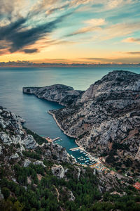 Scenic view of sea against sky during sunset