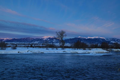Madison river around sunset twilight