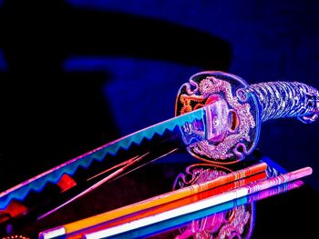 Low angle view of light trails at night