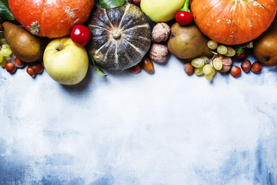 High angle view of apples on table