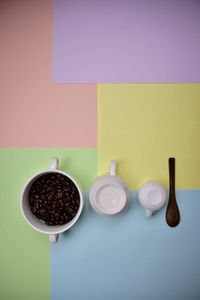 Directly above shot of coffee cup on table