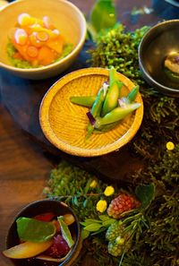 High angle view of fruits in bowl
