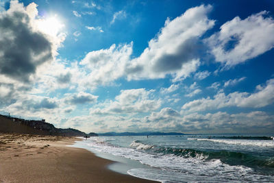Scenic view of beach against sky