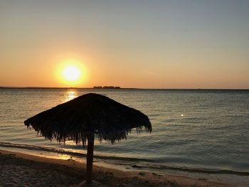 Scenic view of sea against clear sky during sunset