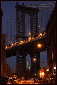 View of bridge at night