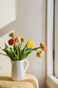 Flower tulip on table at home.