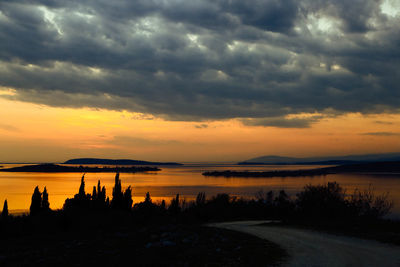 Scenic view of sea against cloudy sky