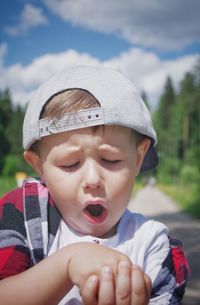 Close-up portrait of cute boy