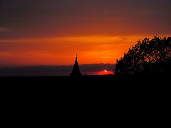 Silhouette of temple during sunset