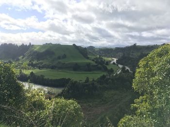 Scenic view of land against sky