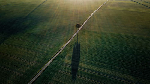 High angle view of road on land