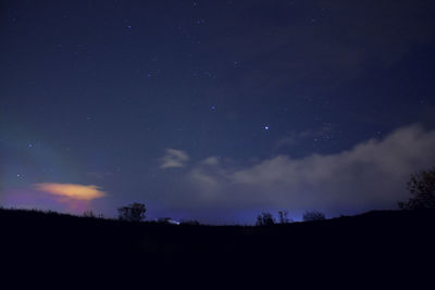 Scenic view of landscape against sky at night