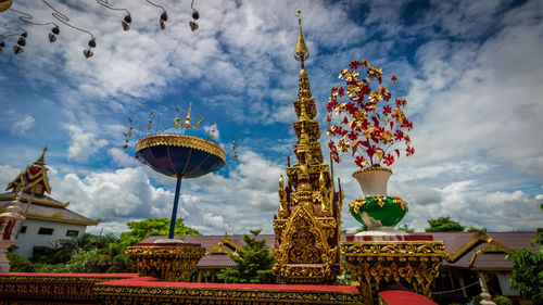 Low angle view of traditional building against sky