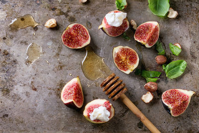 Directly above shot of fruits on table