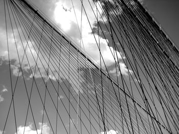 Cables of brooklyn bridge against sky