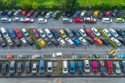 High angle view of car parked at parking lot