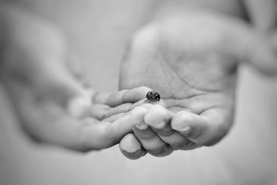 Close-up of hand holding small baby